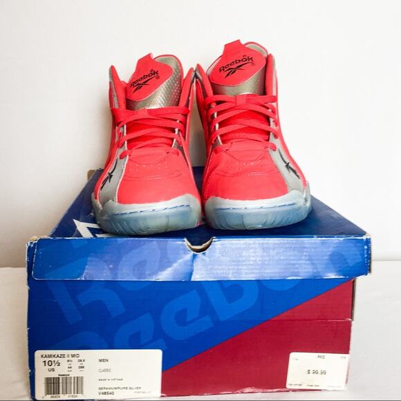 REEBOK Retro Vintage Y2K Kamikaze II Mid Red Fish Market Sz. 10.5 - Picture 4 of 8
